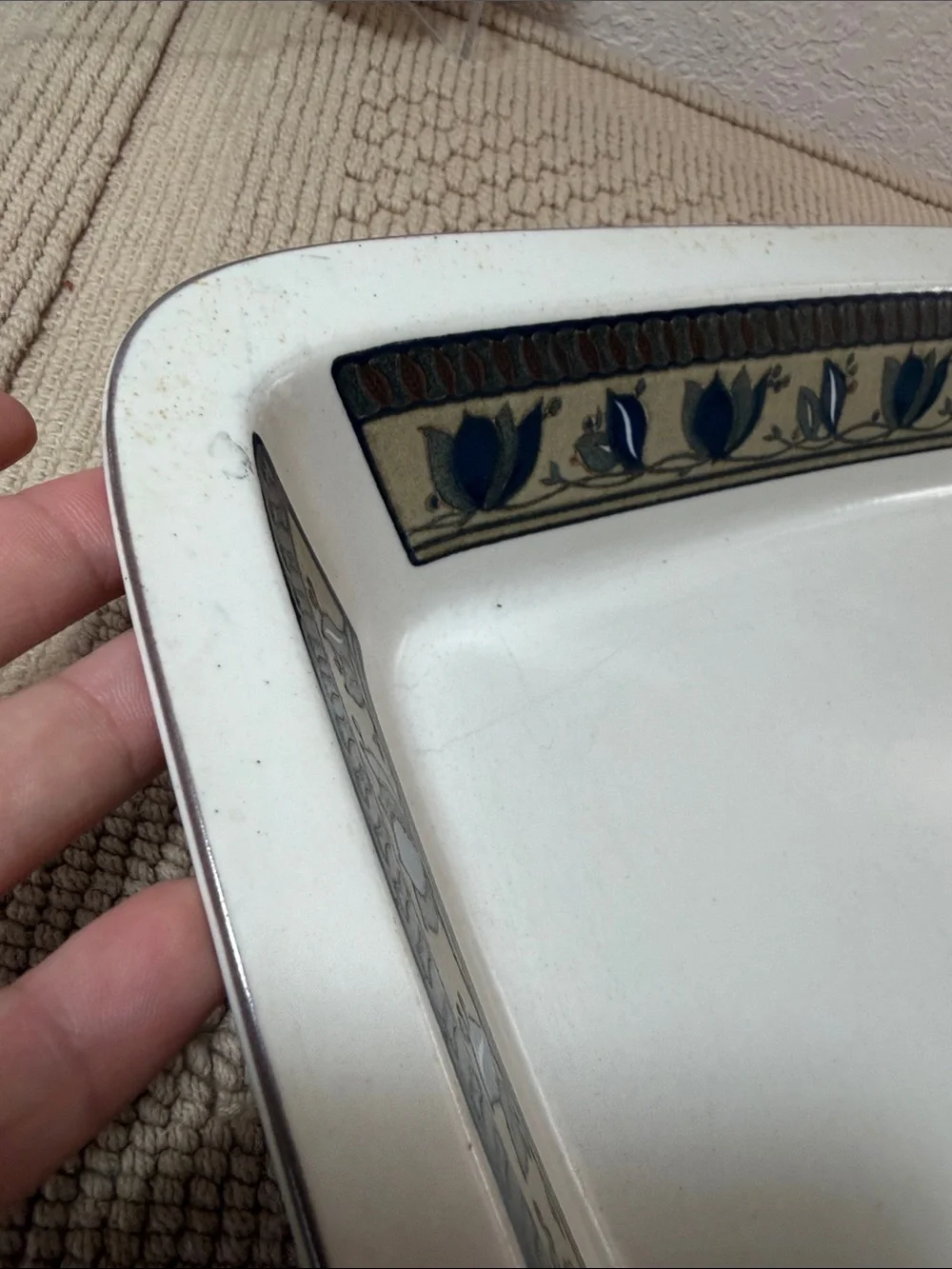 Mikasa Intaglio Arabella Serving Platter Blue Floral Stoneware